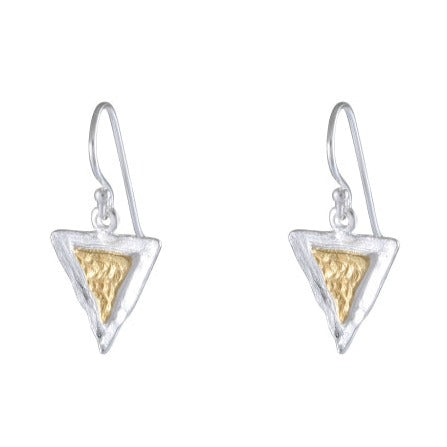 Geometric Contrast Silver and Gold-Tone Triangle Earrings - Model 1221-004