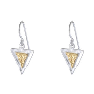 Geometric Contrast Silver and Gold-Tone Triangle Earrings - Model 1221-004