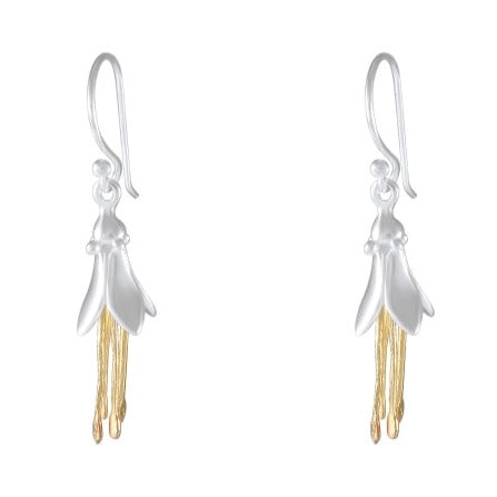 ilver Lily with Gold-Tone Tassel Dangle Earrings - Model 1221-006