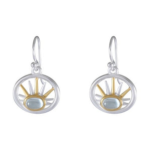 Sunburst Aqua Gem Silver and Gold-Tone Earrings - Model 1221-007