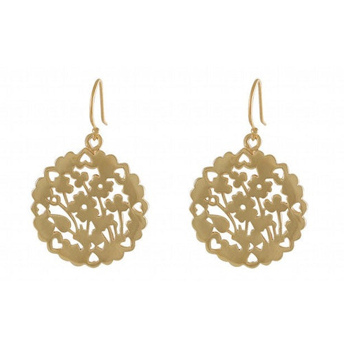 Authentic Silver with Gold Plating Floral Filigree Earrings - Model 1222-001