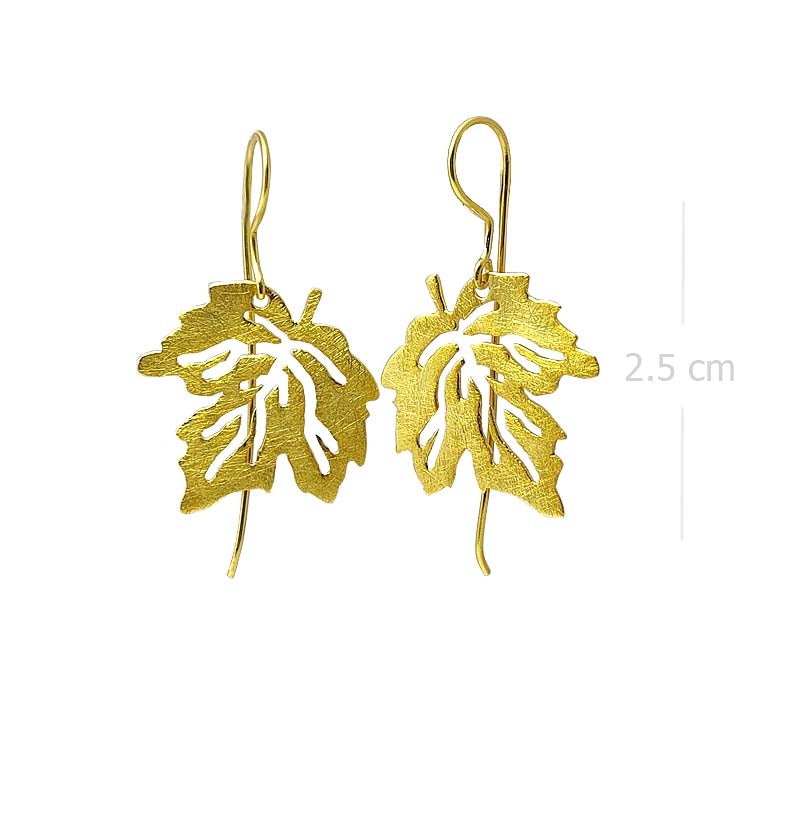 Golden Leaf Silhouette Dangle Earrings - Model 1222-005
