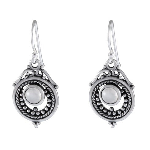 Enchanting Swirl Moonstone Earrings - Sterling Silver Vintage-Inspired Design - Model 1241-001