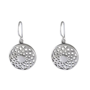 Geometric Harmony Sterling Silver Earrings - Circular Lattice Design - Model 1241-007