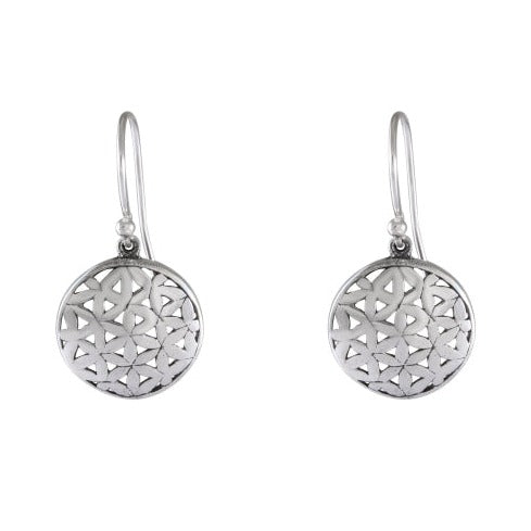 Artisanal Starburst Pattern Earrings - Sterling Silver Filigree Design - Model 1241-009