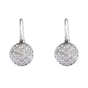 Artisanal Starburst Pattern Earrings - Sterling Silver Filigree Design - Model 1241-009