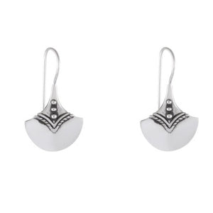 Elegant Lotus Petal Sterling Silver Earrings with Cubic Zirconia Accents - Model 1242-001