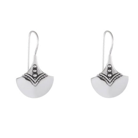 Elegant Lotus Petal Sterling Silver Earrings with Cubic Zirconia Accents - Model 1242-001