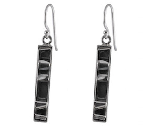 Contemporary Geometric Sterling Silver Bar Earrings - Model 1242-003