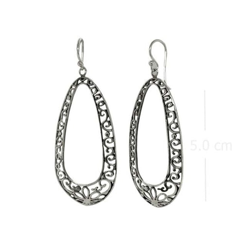 Vintage Filigree Sterling Silver Teardrop Earrings - Model 1242-005