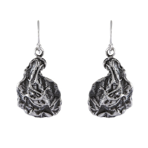 Rugged Naturalistic Sterling Silver Nugget Earrings - Model 1242-009