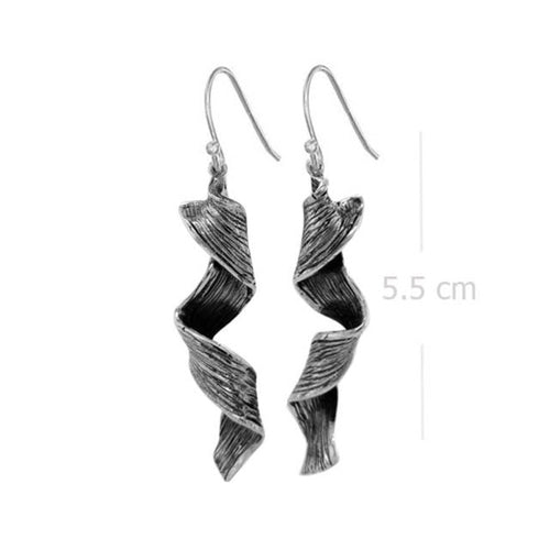 Twisted Ribbon Sterling Silver Dangle Earrings - Model 1242-012