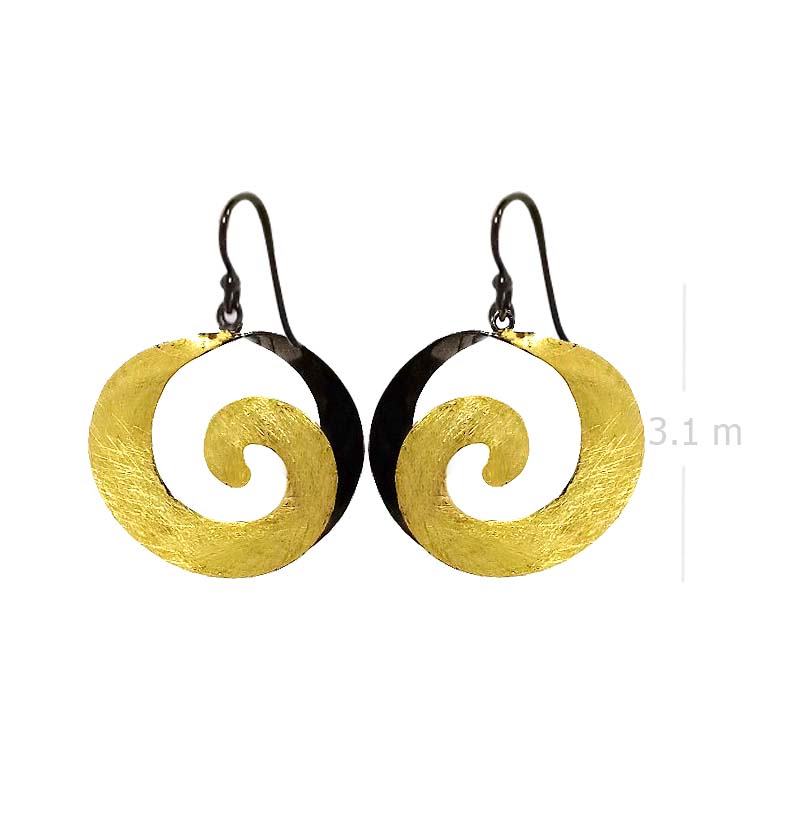 Elegant Spiral Sterling Silver Earrings with Gold Plating - Model 1242-014