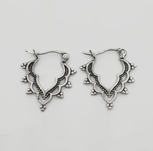 Ornate Bali Style Sterling Silver Chandelier Earrings - Model 1243-004