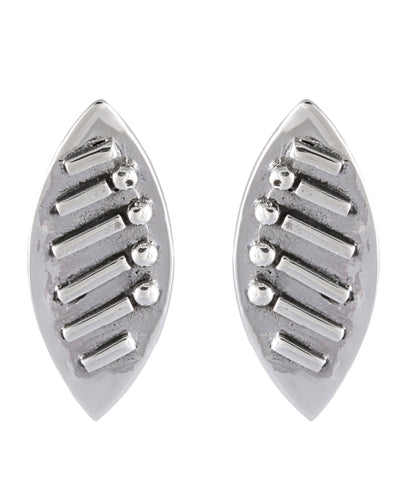 Geometric Silver Elegance Stud Earrings - Modern Abstract Design - Model 1244-004