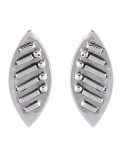 Geometric Silver Elegance Stud Earrings - Modern Abstract Design - Model 1244-004