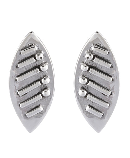 Geometric Silver Elegance Stud Earrings - Modern Abstract Design - Model 1244-004