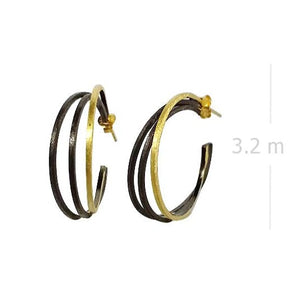 Twilight Hues Hoop Earrings - Dual-Tone Silver and Gold - Model 1244-005