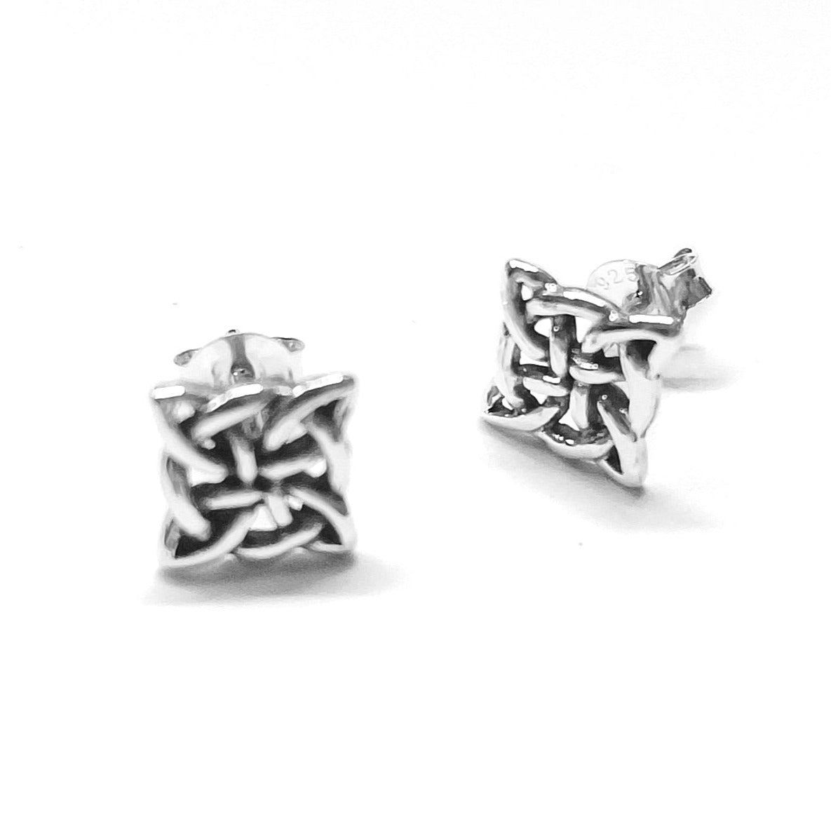 Celtic Knotwork Silver Stud Earrings - Timeless Intricacy - Model 1247-001