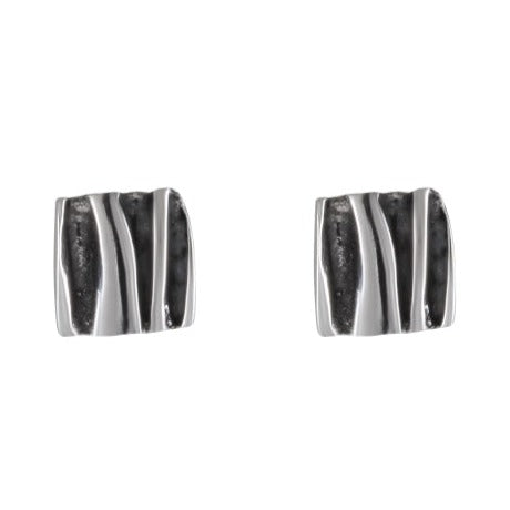 Silver Flow Stud Earrings - Contemporary Ripple Design - Model 1247-002