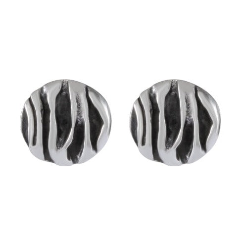 Silver Echo Stud Earrings - Abstract Groove Design - Model 1247-003