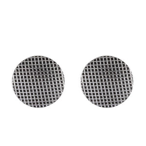 Silver Mesh Disc Stud Earrings - Modern Textured Design - Model 1247-008