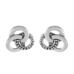 Interlocked Elegance Silver Stud Earrings - Contemporary Link Design - Model 1247-011