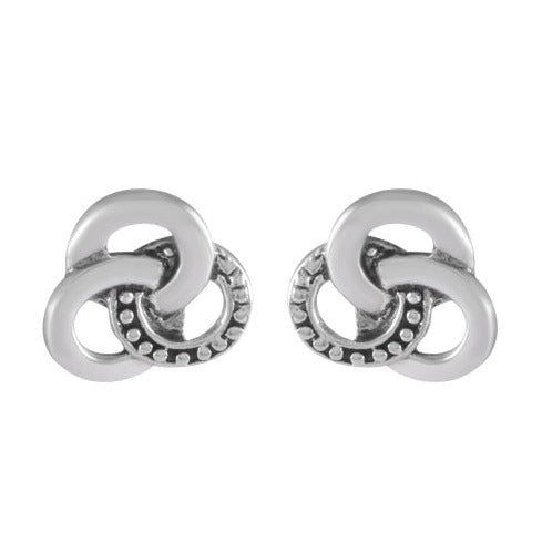 Interlocked Elegance Silver Stud Earrings - Contemporary Link Design - Model 1247-011