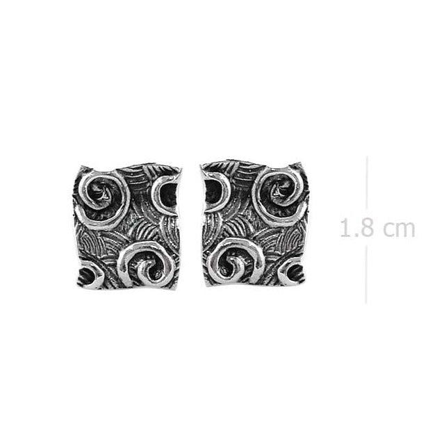 Spiral Enigma Silver Stud Earrings - Baroque Swirls Design - Model 1247-013