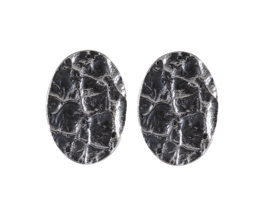 Rugged Terrain Silver Stud Earrings - Natural Textured Design - Model 1247-014