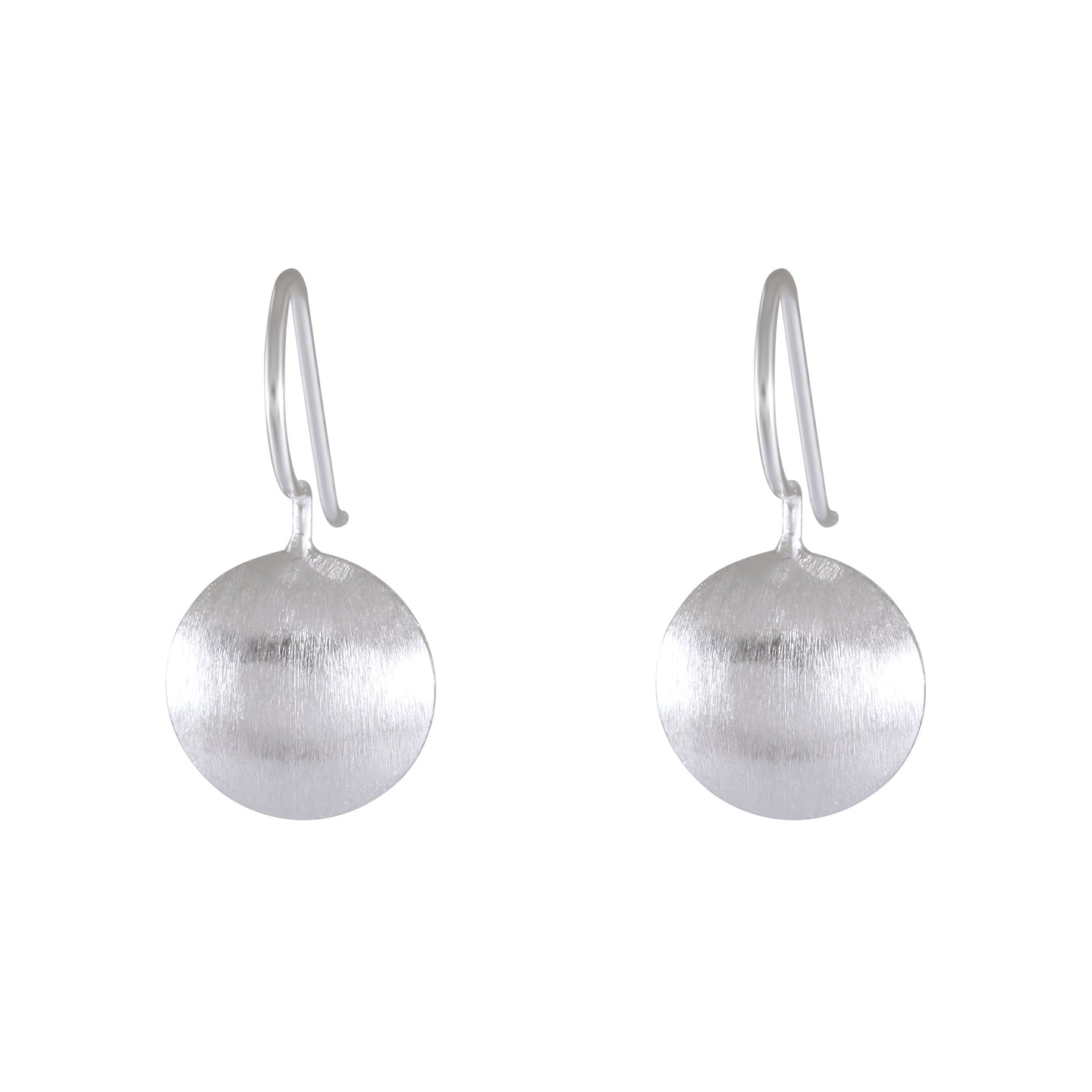 Brushed Silver Sand Disc Drop Earrings - Textured Simplicity - Model 1251-001