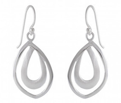 Sleek Teardrop: Sterling Silver Satin-Finish Earrings - Model 1251-006