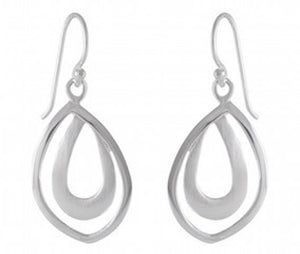 Sleek Teardrop: Sterling Silver Satin-Finish Earrings - Model 1251-006