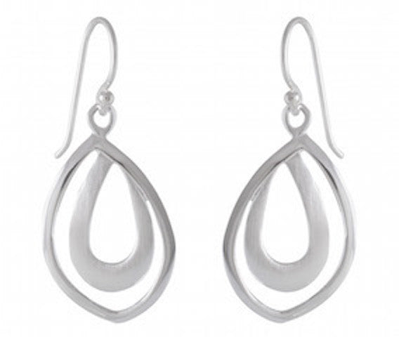 Sleek Teardrop: Sterling Silver Satin-Finish Earrings - Model 1251-006
