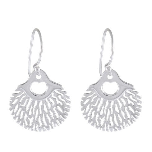 Abstract Coral Brilliance: Sterling Silver Sand-Finished Earrings - Model 1251-007