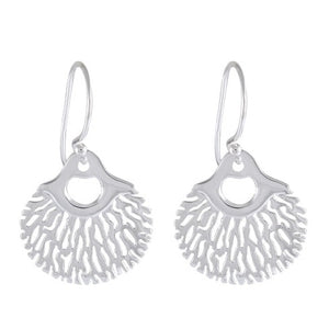 Abstract Coral Brilliance: Sterling Silver Sand-Finished Earrings - Model 1251-007