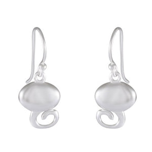 Sculptural Elegance: Sterling Silver Swirl Drop Earrings - Model 1251-011