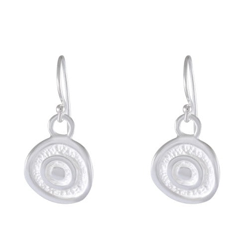 Contemporary Halo: Sterling Silver White Sandblasted Earrings - Model 1251-012