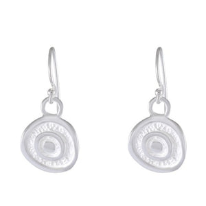 Contemporary Halo: Sterling Silver White Sandblasted Earrings - Model 1251-012