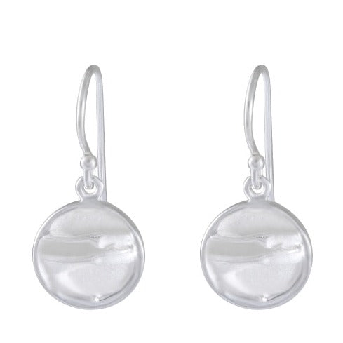 Silvery Ripple: Sterling Silver Water-Inspired Disc Earrings - Model 1251-014