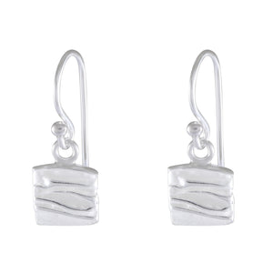Glacial Strata: Sterling Silver Layered Textured Earrings - Model 1251-020
