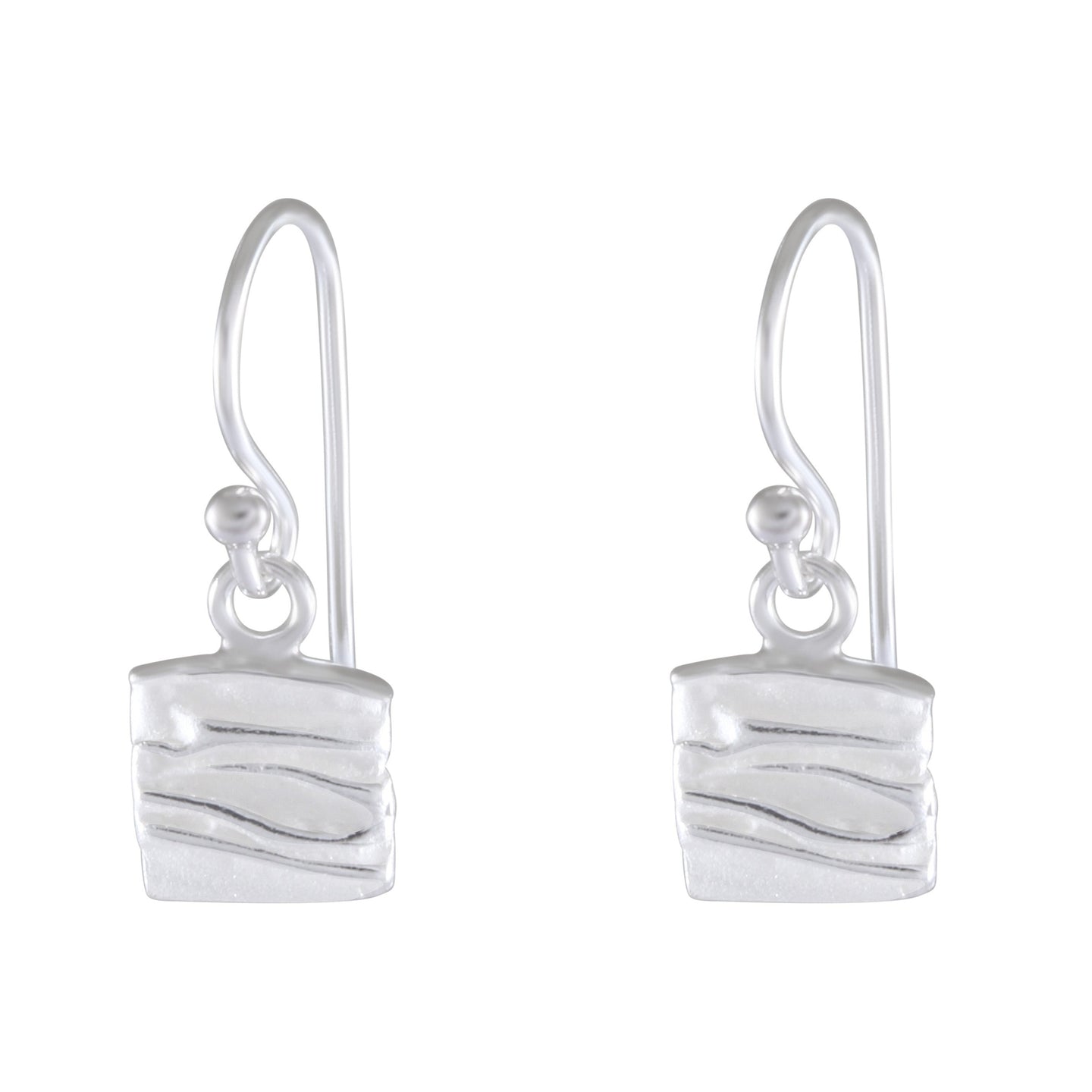 Glacial Strata: Sterling Silver Layered Textured Earrings - Model 1251-020