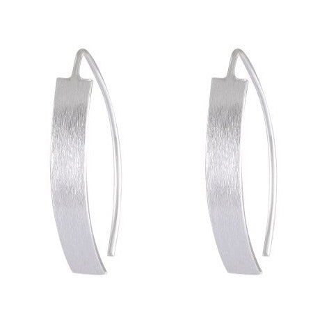 Sandblasted Silver Arc Earrings - Modern Minimalist Elegance - Model 1251-021