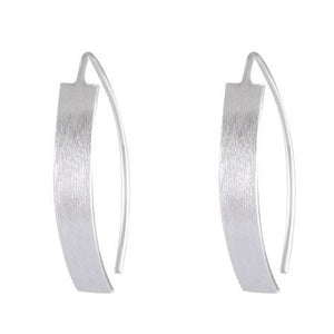 Sandblasted Silver Arc Earrings - Modern Minimalist Elegance - Model 1251-021