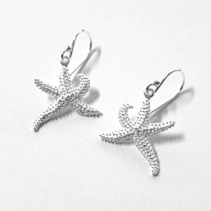 Sparkling Silver Starfish Earrings - Nautical Charm - Model 1251-022