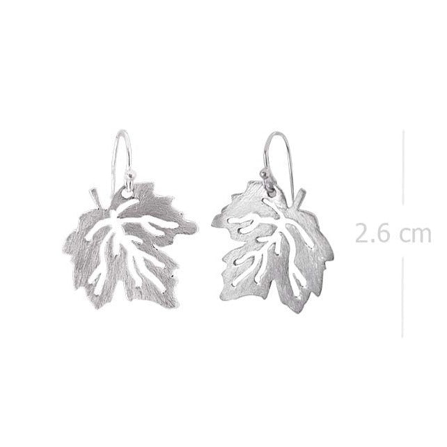 Sandblasted Silver Maple Leaf Earrings - Autumn Whisper - Model 1251-029