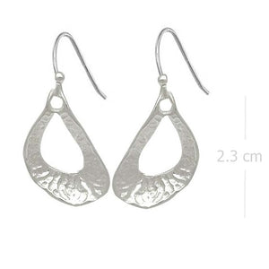 Sandblasted Silver Teardrop Earrings with Embossed Detail - Modern Elegance - Model 1251-030