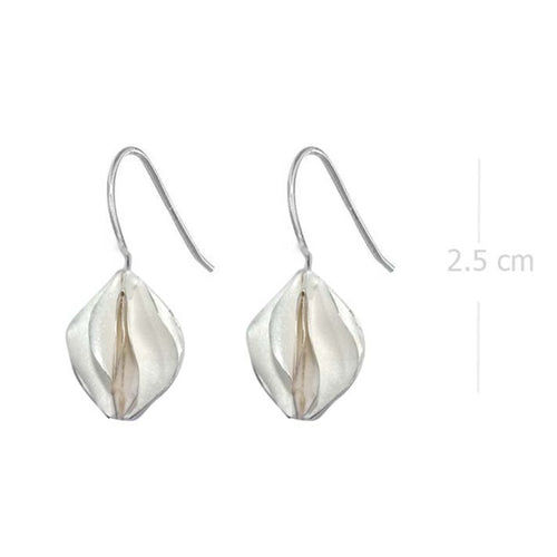 Sandblasted Silver Love Blossom Earrings - Romantic Aesthetics - Model 1251-031