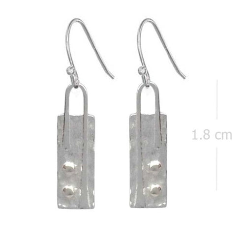 Sandblasted Silver Bar Earrings with Dotted Detail - Chic Minimalism - Model 1251-032