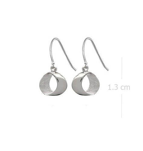 Sandblasted Silver Crescent Moon Earrings - Modern Minimalism - Model 1251-034